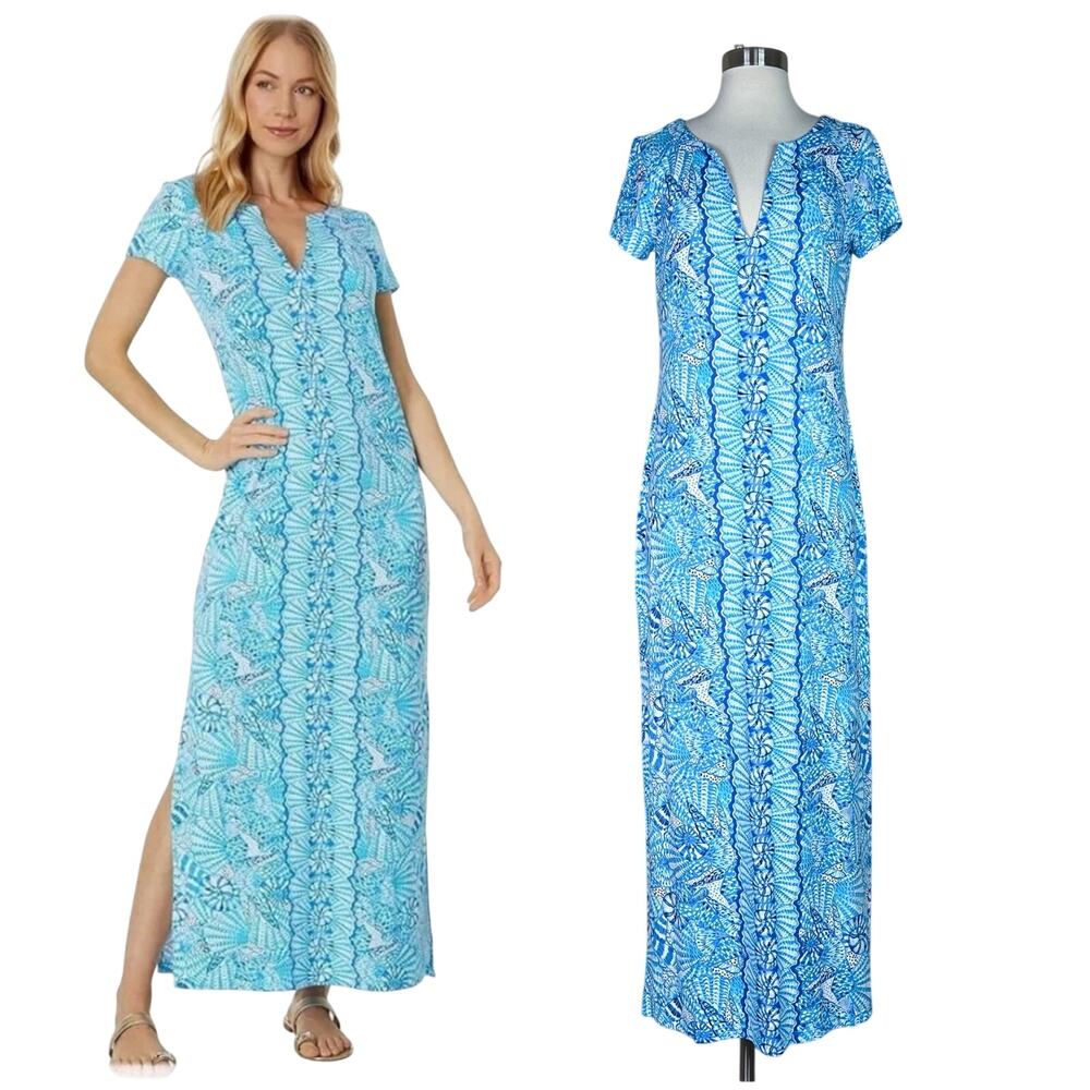 NEW Lilly Pulitzer | Sophiletta Blue Amalfi Seashore Print Maxi Dress Medium NWT